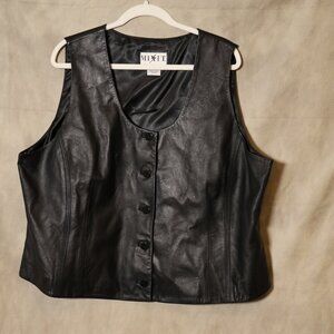 Vintage 90s Plus Size MixIt Black Leather Button Up Vest